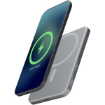 Power bank magnetica compatta con ricarica wireless 5.000 mAh color argento brillante