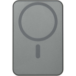 Power bank magnetica compatta con ricarica wireless 5.000 mAh color argento brillante seconda vista posteriore