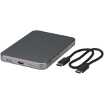Power bank magnetica compatta con ricarica wireless 5.000 mAh color argento brillante seconda vista