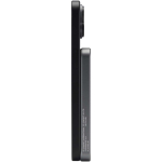 Power bank magnetica compatta con ricarica wireless 5.000 mAh color argento brillante vista laterale