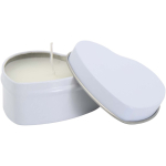 Candela in latta a forma di cuore al profumo di vaniglia 40g color bianco