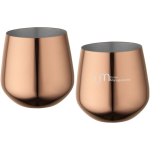 Set di due tazze in acciaio inox con finitura oro rosa 540ml color rosa vista con logo stampato 2