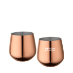 Set di due tazze in acciaio inox con finitura oro rosa 540ml vista area di stampa