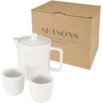 Teiera con due tazze in ceramica per il servizio del tè 600ml color bianco