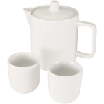 Teiera con due tazze in ceramica per il servizio del tè 600ml color bianco seconda vista