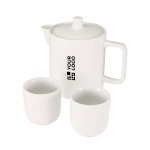 Teiera con due tazze in ceramica per il servizio del tè 600ml vista area di stampa