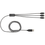 Cavo di ricarica e sincronizzazione 5 in 1 con connettori multipli color nero seconda vista frontale