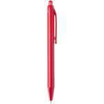 Penna a sfera in plastica riciclata a doppia iniezione con inchiostro blu color rosso seconda vista con laterale
