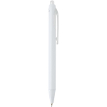Penna a sfera in plastica riciclata a doppia iniezione con inchiostro blu color bianco seconda vista con laterale