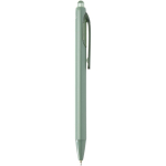 Penna a sfera in plastica riciclata a doppia iniezione con inchiostro blu color verde jeansato seconda vista con laterale