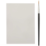 Album da colorare con tavolozza di acquerelli e pennello color bianco seconda vista frontale