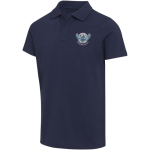 Polo unisex a maniche corte in cotone biologico certificato 180 g/m2 Elevate color blu mare vista con stampa serigrafica