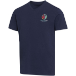 T-shirt unisex a maniche corte con scollo a V in cotone biologico 200 g/m2 Elevate color blu mare vista con stampa serigrafica