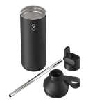 Borraccia in acciaio inox riciclato con cannuccia 710ml Ocean Bottle color nero seconda vista