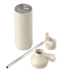 Borraccia in acciaio inox riciclato con cannuccia 710ml Ocean Bottle color sabbia seconda vista