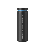 Bicchiere termico Ocean Bottle 590ml con coperchio 360° a prova di perdite color nero vista con logo stampato 2