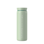 Bicchiere termico Ocean Bottle 590ml con coperchio 360° a prova di perdite color verde chiaro vista con logo stampato 2