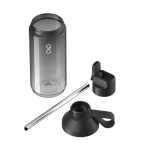 Borraccia trasparente con cannuccia e coperchio ribaltabile 710ml Ocean Bottle color nero seconda vista
