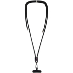 Lanyard per smartphone con elemento centrale personalizzabile color nero vista con stampa tampografica