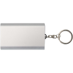 Power bank personalizzabile in alluminio riciclato con portachiavi 2.000 mAh color argento seconda vista frontale