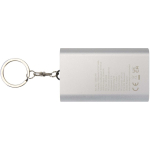 Power bank personalizzabile in alluminio riciclato con portachiavi 2.000 mAh color argento seconda vista posteriore