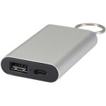 Power bank personalizzabile in alluminio riciclato con portachiavi 2.000 mAh color argento seconda vista