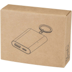 Power bank personalizzabile in alluminio riciclato con portachiavi 2.000 mAh color argento seconda vista con scatola