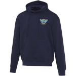 Felpa con cappuccio oversize in cotone eco 280 g/m2 Elevate color blu mare vista con stampa serigrafica