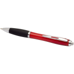 Penna a scatto in plastica riciclata con impugnatura morbida e inchiostro nero color rosso seconda vista
