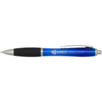 Penna a scatto in plastica riciclata con impugnatura morbida e inchiostro nero color blu reale