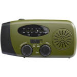 Radio di emergenza ecologica con ricarica solare e dinamo 1.200 mAh color verde militare seconda vista frontale