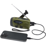 Radio di emergenza ecologica con ricarica solare e dinamo 1.200 mAh color verde militare seconda vista