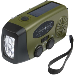 Radio di emergenza ecologica con ricarica solare e dinamo 1.200 mAh color verde militare terza vista