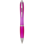 Penna a scatto in plastica riciclata con impugnatura, inchiostro nero color rosa