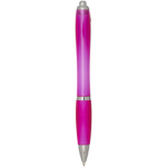 Penna a scatto in plastica riciclata con impugnatura, inchiostro nero color rosa seconda vista posteriore