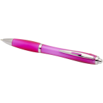Penna a scatto in plastica riciclata con impugnatura, inchiostro nero color rosa seconda vista