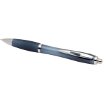 Penna a scatto in plastica riciclata con impugnatura, inchiostro nero color blu bondi seconda vista