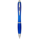 Penna a scatto in plastica riciclata con impugnatura, inchiostro nero color blu reale