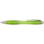Penna a scatto in plastica riciclata con impugnatura, inchiostro nero color lime seconda vista frontale