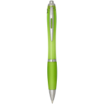 Penna a scatto in plastica riciclata con impugnatura, inchiostro nero color lime