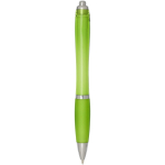 Penna a scatto in plastica riciclata con impugnatura, inchiostro nero color lime seconda vista posteriore