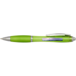 Penna a scatto in plastica riciclata con impugnatura, inchiostro nero color lime