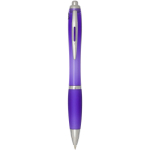 Penna a scatto in plastica riciclata con impugnatura, inchiostro nero color viola