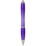 Penna a scatto in plastica riciclata con impugnatura, inchiostro nero color viola seconda vista posteriore
