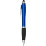 Penna a sfera a rotazione con pennino touch e impugnatura morbida, inchiostro blu color blu reale vista laterale