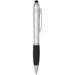 Penna a sfera a rotazione con pennino touch e impugnatura morbida, inchiostro nero color argento seconda vista con laterale