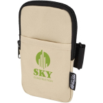 Borsa da fissare alle bottiglie idrorepellente con zip e velcro color marrone vista con stampa in transfer