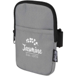 Borsa da fissare alle bottiglie idrorepellente con zip e velcro color grigio vista con stampa in transfer