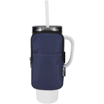 Borsa da fissare alle bottiglie idrorepellente con zip e velcro color blu mare terza vista