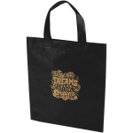 Mini borsa riciclata in tessuto non tessuto termosaldato 3L color nero vista con stampa serigrafica